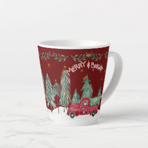 Caneca De Café Latte Feliz Bright Christmas Gnomo Red Truck Stars