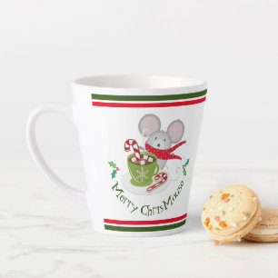 Caneca De Café Latte Feliz ChrisMouse, Rato de Natal