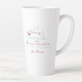 Caneca De Café Latte Feliz de Música Professor Personalizado Natal
