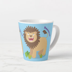Caneca De Café Latte Feliz desenho animado de leão
