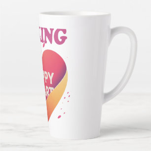 Caneca De Café Latte Feliz Design de Coração