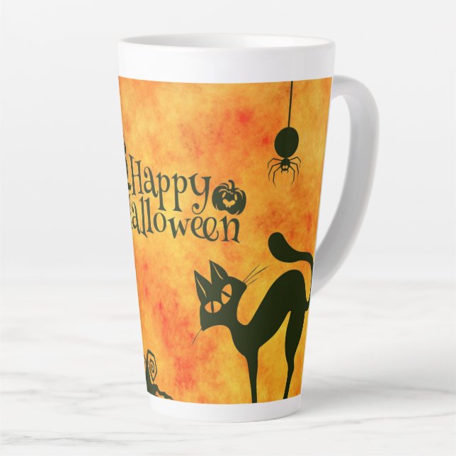 Caneca De Café Latte Feliz Dia das Bruxas (Ângulo direito)