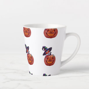 Caneca De Café Latte Feliz Dia das Bruxas - Mágica do Dia das Bruxas de