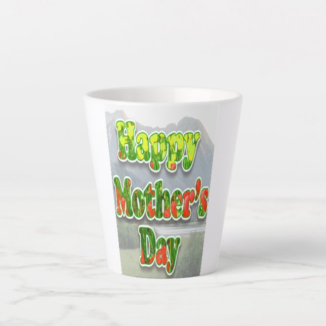 Caneca De Café Latte Feliz Dia das Mães (Frente)