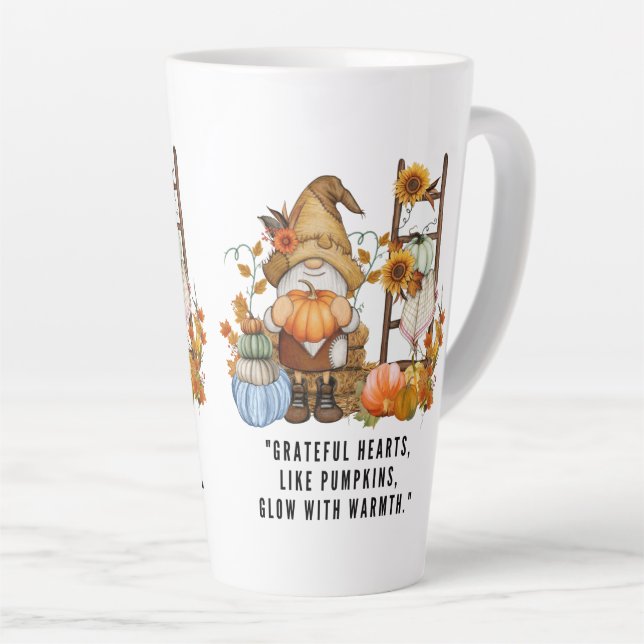 Caneca De Café Latte Feliz dia de Ação de Graças (Ângulo direito)