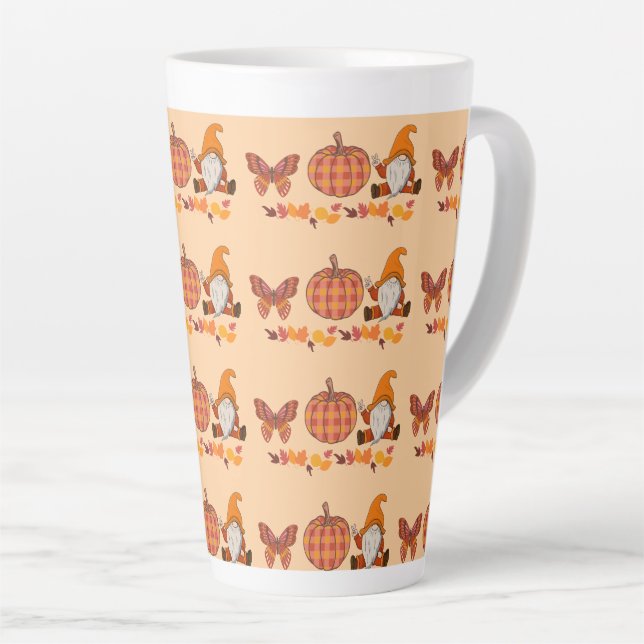 Caneca De Café Latte Feliz dia de Ação de Graças (Ângulo direito)