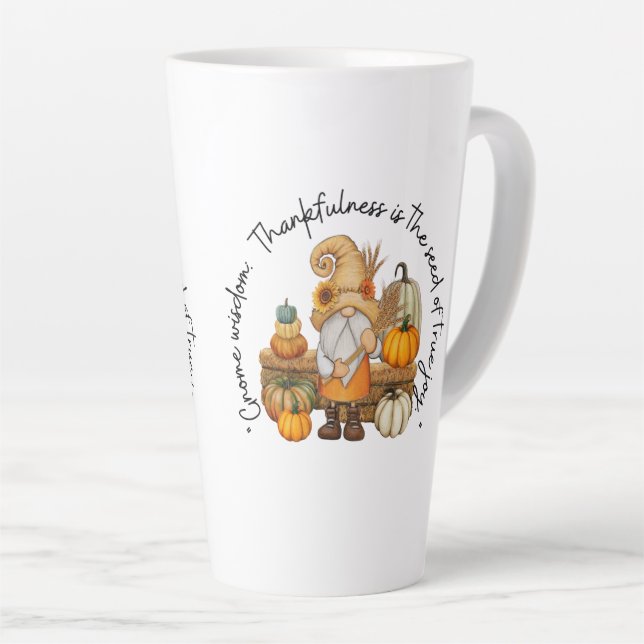 Caneca De Café Latte Feliz dia de Ação de Graças (Ângulo direito)