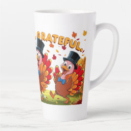 Caneca De Café Latte Feliz Dia de Ação de Graças Feliz, Feliz, Feliz Gr