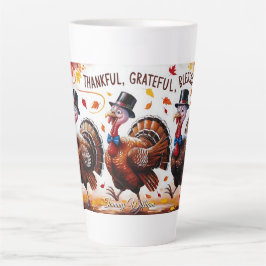 Caneca De Café Latte Feliz Dia de Ação de Graças Feliz, Feliz, Feliz Gr
