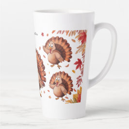 Caneca De Café Latte Feliz Dia de Ação de Graças - Turquia