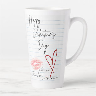 Caneca De Café Latte Feliz dia de os namorados para notebook