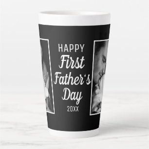 Caneca De Café Latte Feliz Dia de os pais 2 Fotografia em preto