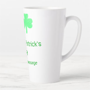Caneca De Café Latte Feliz dia de São Patrício verde folha de trevo adi