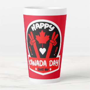 Caneca De Café Latte Feliz dia do Canadá julho 11 rua café Mug