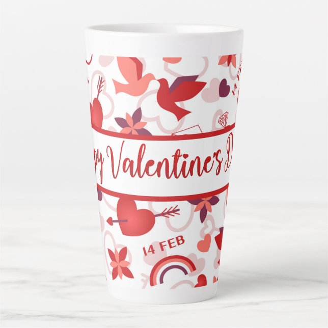 Caneca De Café Latte Feliz Dia dos Namorados (Frente)