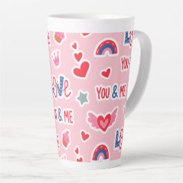 Caneca De Café Latte Feliz Dia dos Namorados Coração Vermelho Arte Româ