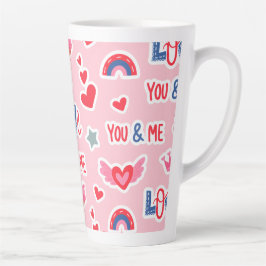 Caneca De Café Latte Feliz Dia dos Namorados Coração Vermelho Arte Româ