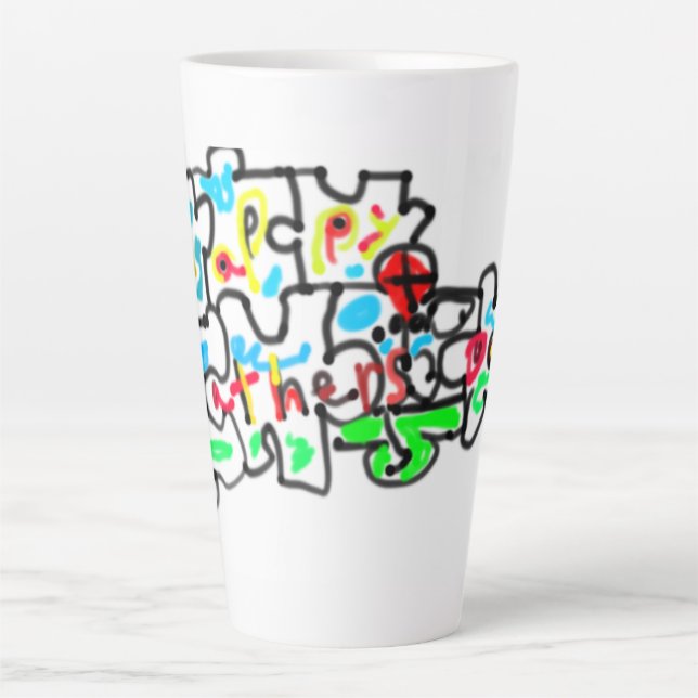 Caneca De Café Latte Feliz Dia dos Pais Puzzle arte  (Frente)