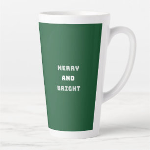 Caneca De Café Latte Feliz e Brilho, Arte de Natal Verde, Férias