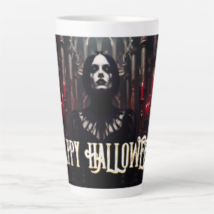 Caneca De Café Latte Feliz Halloween – Celebração Sombria Gótica