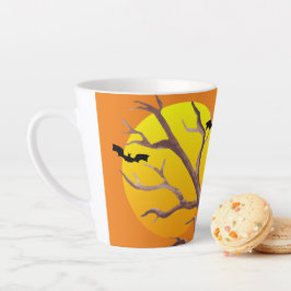Caneca De Café Latte Feliz Halloween Morcegos E O Café Lua