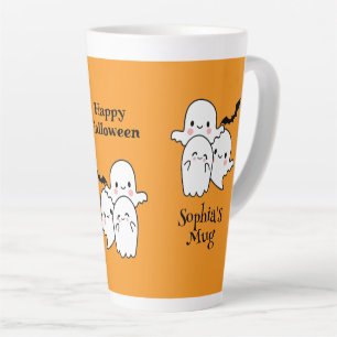 Caneca De Café Latte Feliz Halloween Personalizar NOME Ghosts Bat