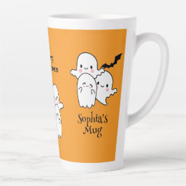 Caneca De Café Latte Feliz Halloween Personalizar NOME Ghosts Bat