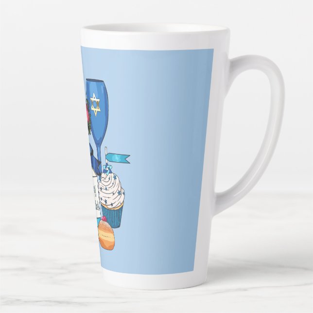 Caneca De Café Latte Feliz Hanukkah - Dreidel - Estrela de David (Direita)