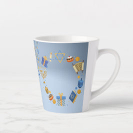 Caneca De Café Latte Feliz Hanukkah Latte Mug de Azul