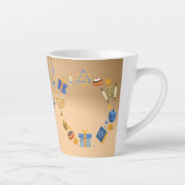 Caneca De Café Latte Feliz Hanukkah Latte Mug em Laranja