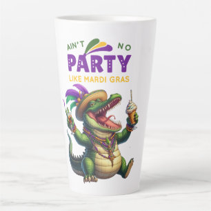 Caneca De Café Latte Feliz Mardi Gras Alligator
