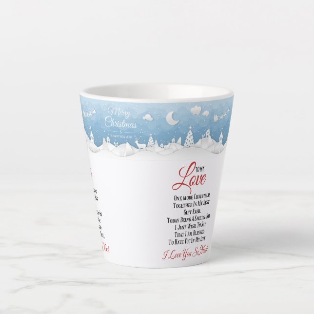 Caneca De Café Latte Feliz Natal ao Meu Amor,Presente de Natal  (Frente)