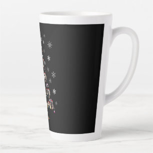 Caneca De Café Latte Feliz Natal   Árvore de Natal de Gato Gato