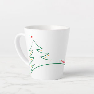 Caneca De Café Latte Feliz Natal Árvore Moderna