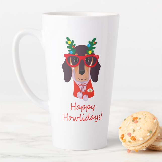 Caneca De Café Latte Feliz Natal Bonito Como Doxie Dachshund Dog (In Situ)