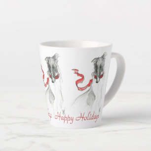 Caneca De Café Latte Feliz Natal Borzoi Mug