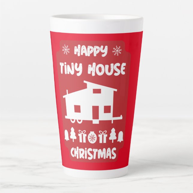 Caneca De Café Latte Feliz Natal da Casa Pequena (Frente)