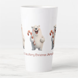Caneca De Café Latte Feliz Natal Design do Urso Polar Bonito