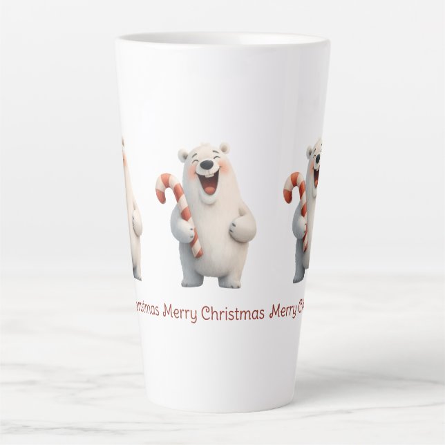 Caneca De Café Latte Feliz Natal Design do Urso Polar Bonito (Frente)