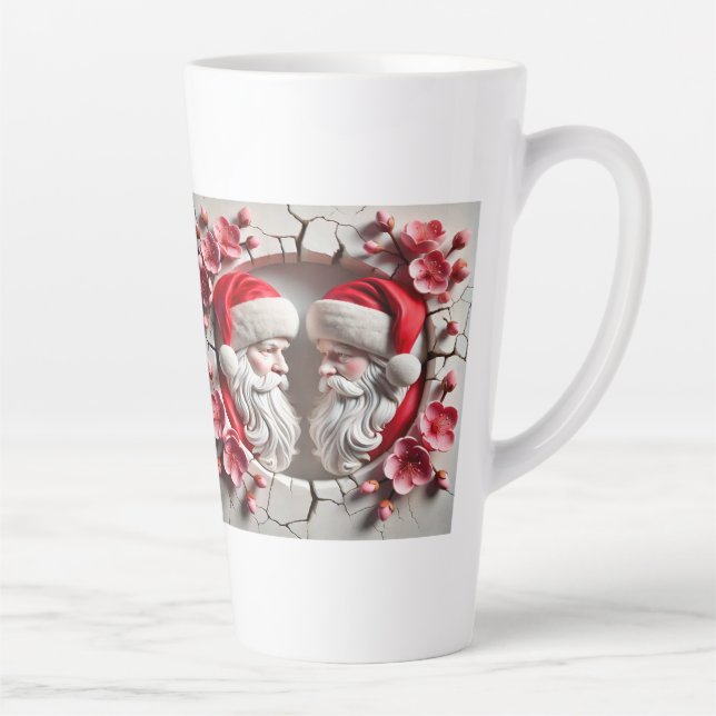 Caneca De Café Latte Feliz Natal - dois Santas (Direita)