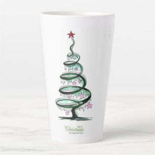 Caneca De Café Latte Feliz Natal e Árvore de Natal Feliz ano novo