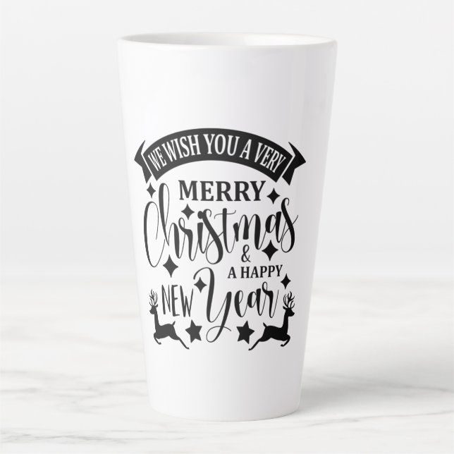 Caneca De Café Latte Feliz Natal e um Feliz ano novo (Frente)