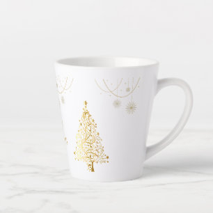 Caneca De Café Latte Feliz Natal em Dourado