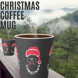 Caneca De Café Latte Feliz Natal, Feliz e Brilho