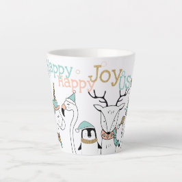 Caneca De Café Latte Feliz Natal Feliz Joy-oUS Animais de Cartoon Engra