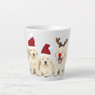 Caneca De Café Latte Feliz Natal Foto de Feriado de Cachorro Pet Nata
