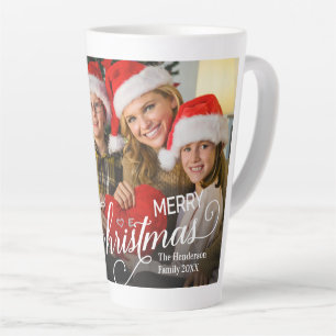 Caneca De Café Latte Feliz Natal Foto Personalizada Simples
