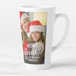 Caneca De Café Latte Feliz Natal Foto Personalizada Simples