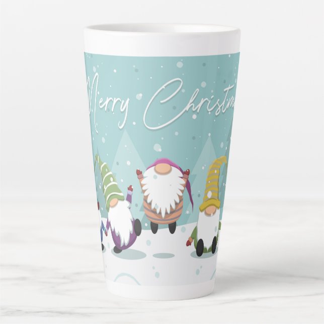 Caneca De Café Latte Feliz Natal Gnomos (Frente)