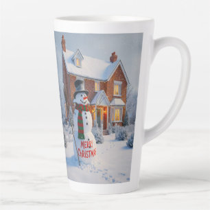 CANECA DE CAFÉ LATTE FELIZ NATAL GRANDE HOMEM DE NEVE CENA DE INVERNO